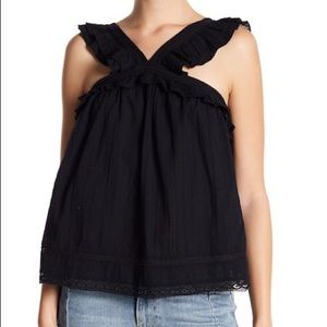 Melrose and Market Ruffle Embroidered Blouse